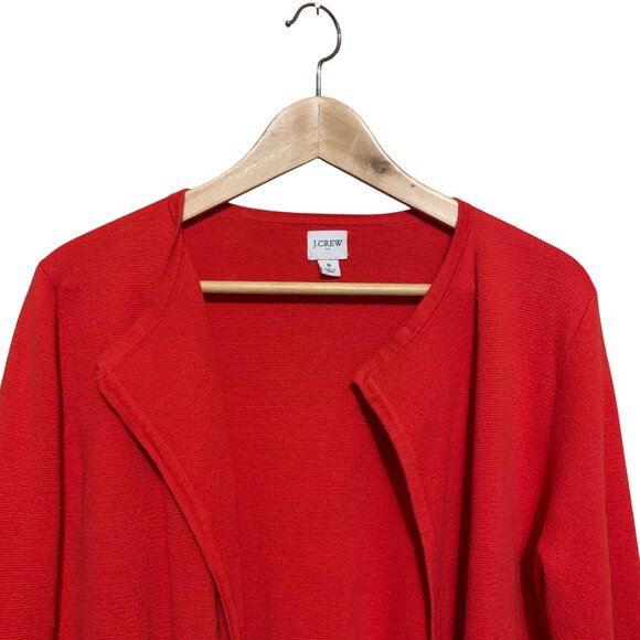 J Crew Women’s Cardigan Long Burnt Orange Open Sz S Heavy Cotton Knit Lagenlook - Picture 6 of 14